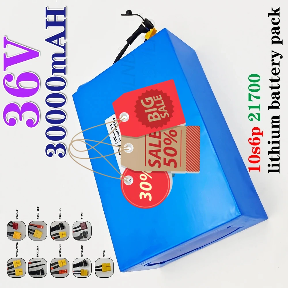 

10S6P battery pack Suitable for bicycles, wheelchairs, outdoor motorcycles 36V 30000mAh 21700 lithium-ion battery with BMS