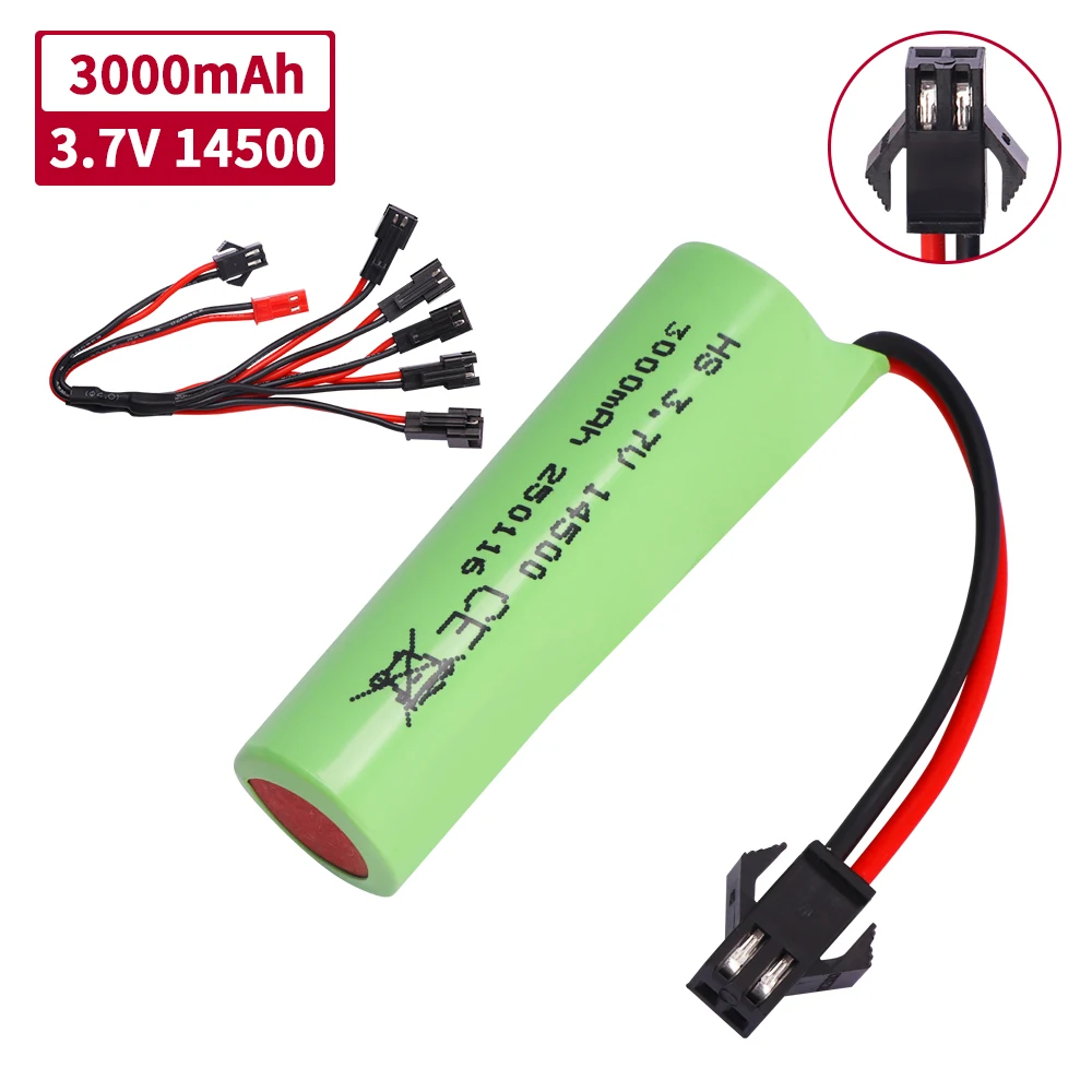 Upgrade 14500 3.7 V 3000 mah Li-ion Batterij Voor C2 D828 RC Stunt Dump Auto Speelgoed Accessoire 3.7 V 14500 Li-ion batterij met SM-2P Plug