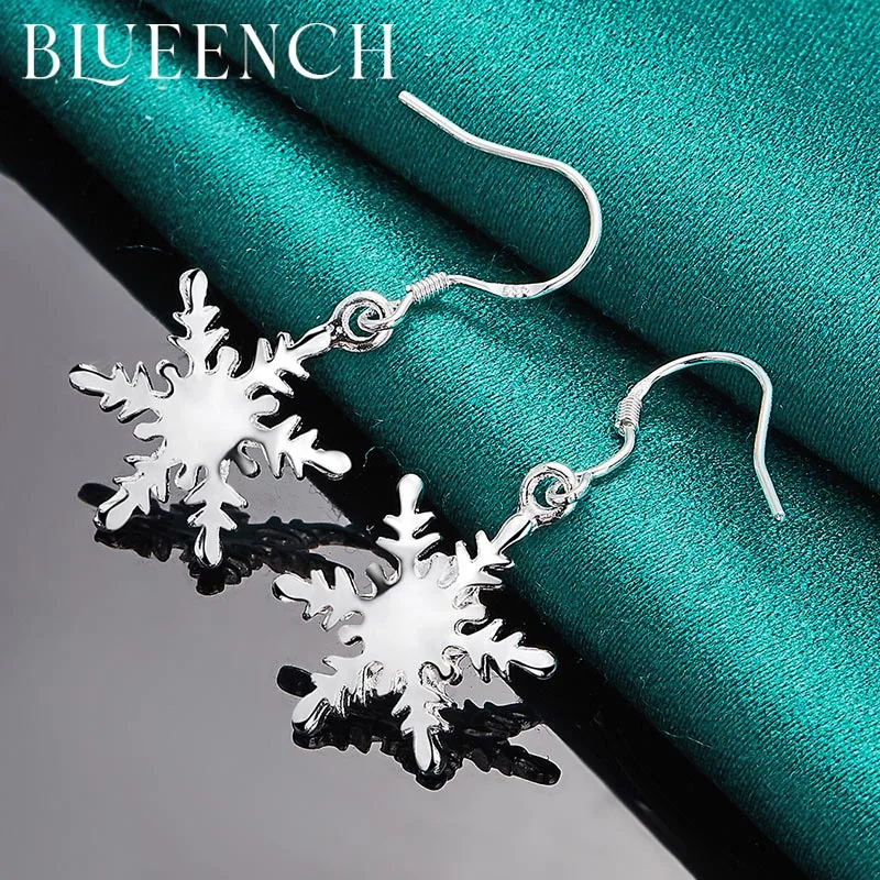 

Blueench 925 Sterling Silver Snowflake Drop Earrings for Women's Engagement Party Simple Age Reduction Fashion Jewelry