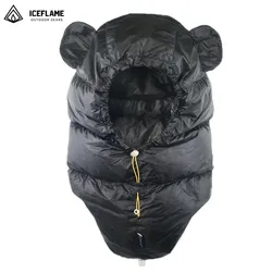 Ice Flame Outdoor Camping Winter Goose Down Hat Ultralight Cold-proof Keep Warm Adjustable Unisex Windproof Down Hat