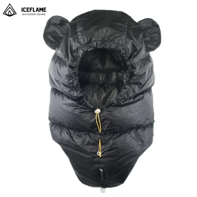 Ice Flame Outdoor Camping Zimowa czapka z gęsiego puchu Ultralekka, odporna na zimno, utrzymuje ciepło Regulowana, wiatroszczelna czapka puchowa unisex