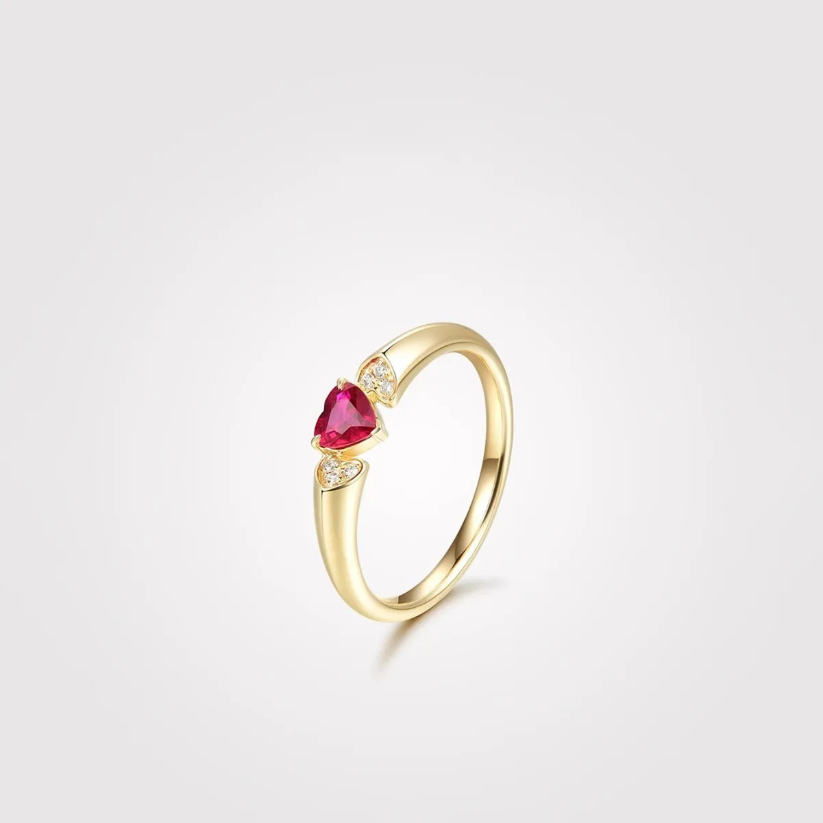 

Minimalism 925 Silver Heart Ruby Zircons Ring For Girls Ins Fashion Gold Finger Band Women Baisc Daily Fine Jewelry Freeshipping
