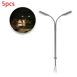 5Pcs Model Platform Light With LED Street Lamp Gauge N Light Model Scale 1:160 Mini Garden Lamps Miniatures Decoration