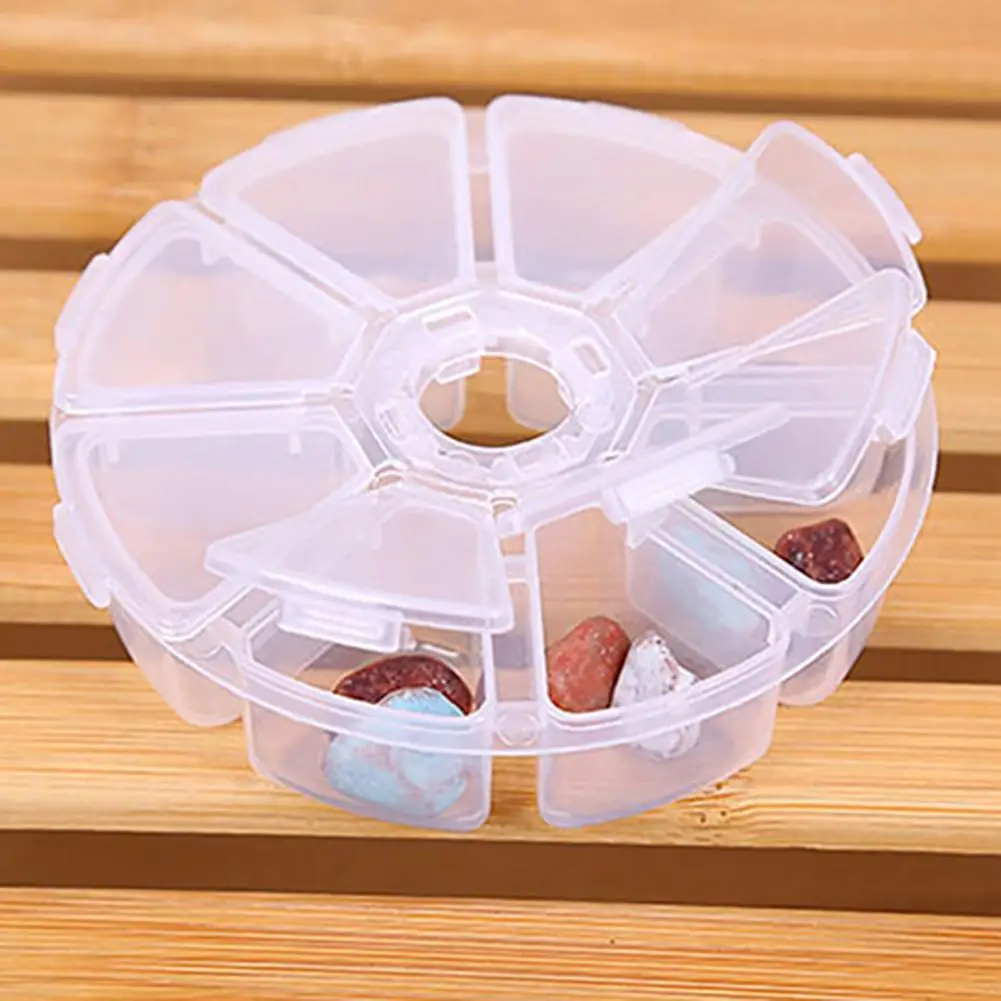 

Medicine Box Round Shape Pill Box Classification Storage Jewelry Box 8 Grids Classification Bead Organizer Nail Art Bead Box