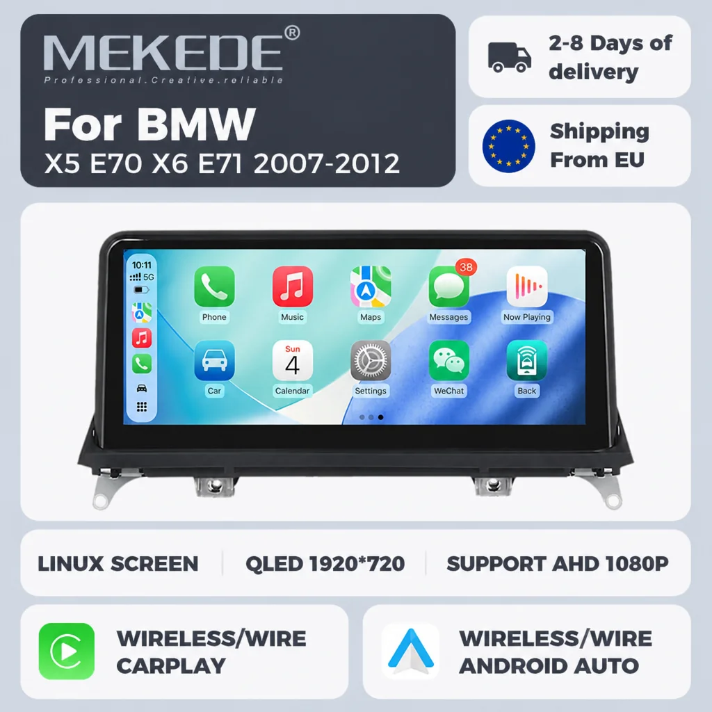 Sistema Linux MEKEDE, schermo multimediale da 10,25 pollici, CarPlay wireless e Android Auto per BMW E70 X5, BMW X6 E71, modelli 2007-2012, sistema CCC CIC, autoradio con navigazione, supporto per
