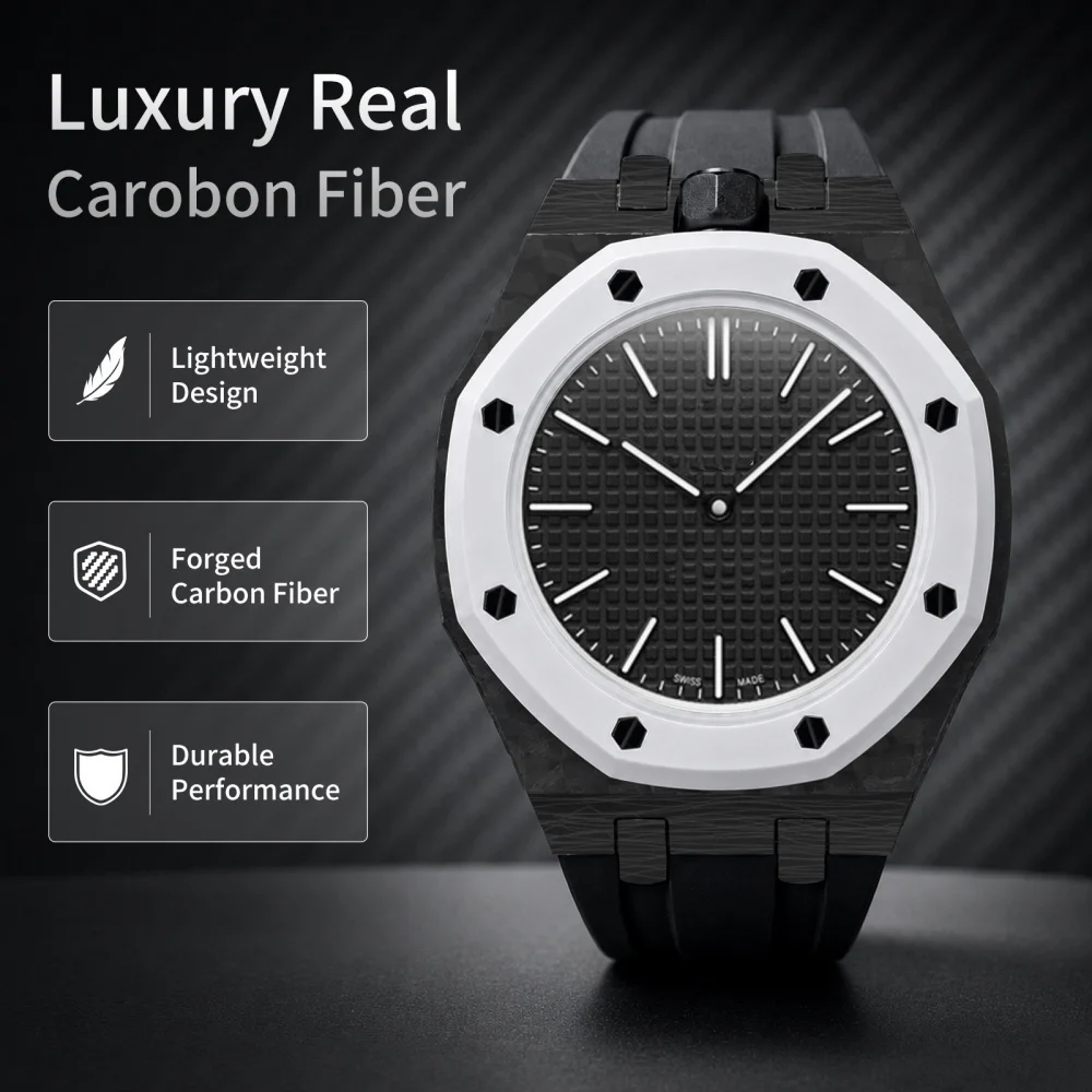 For Swatch Royal Pop Forged Carbon Fiber AP Mod Kit Protective Case Silicone Band Strap Cover
