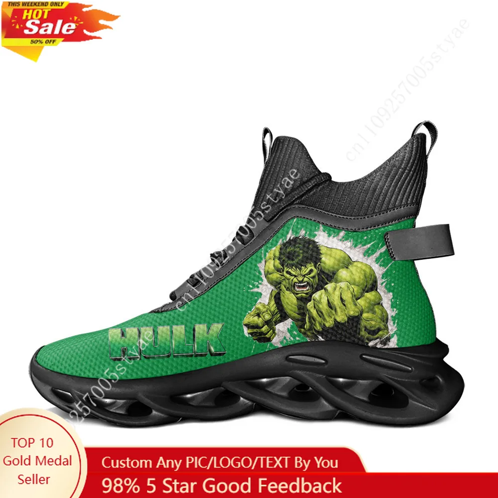 

Кроссовки Marvel Avengers Hulk High Top Flats для мужчин и женщин, спортивная обувь на заказ, повседневные кроссовки для бега