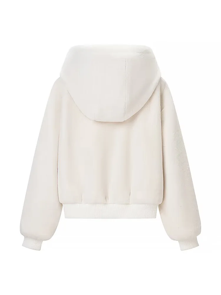 

HH Woman Elegant Long Sleeves Zipper Decoration Hooded Short Coat Female Casual Streetwear Pockets 2-Color Solid Autumn Jacket