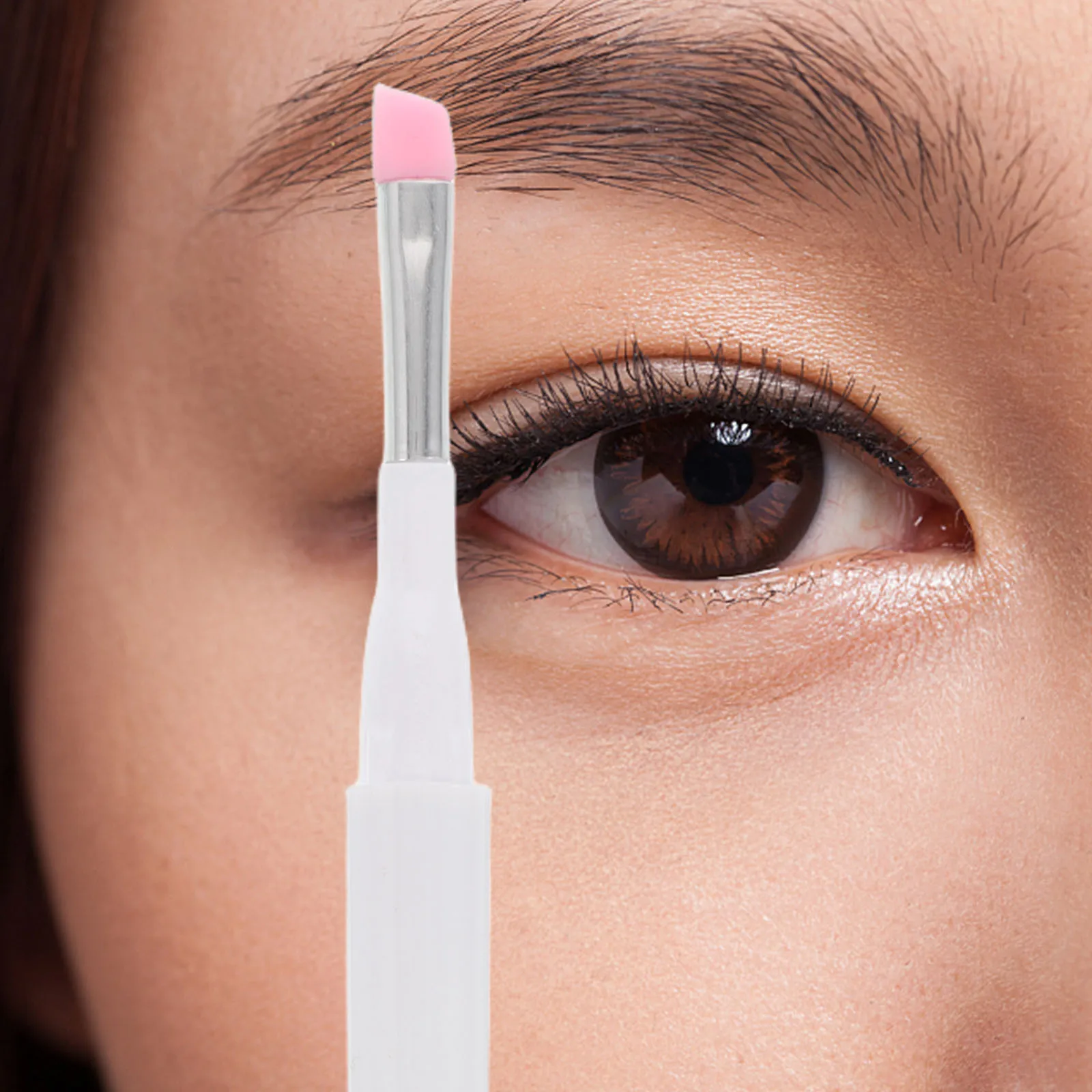 3-teilige, kappengeschützte Silikon-Augenbrauenpinsel mit feinen Borsten für scharfe Augenbrauenformung, Mischung, Lidschatten und Mascara-Reinigung, waschbar