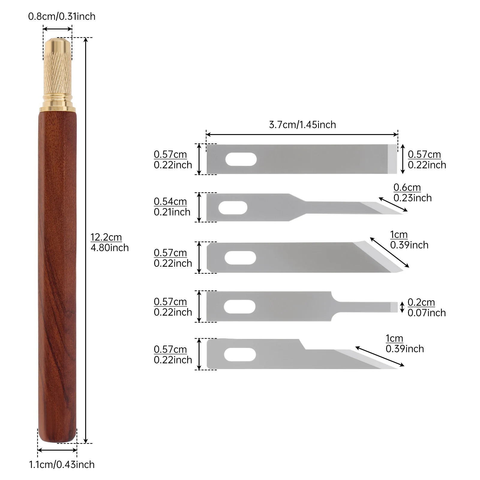 Rosewood Carving Tool with 10 SK5 Replacement Cutters Precision Carving Tool Set for All Skill Level / DIY Crafts