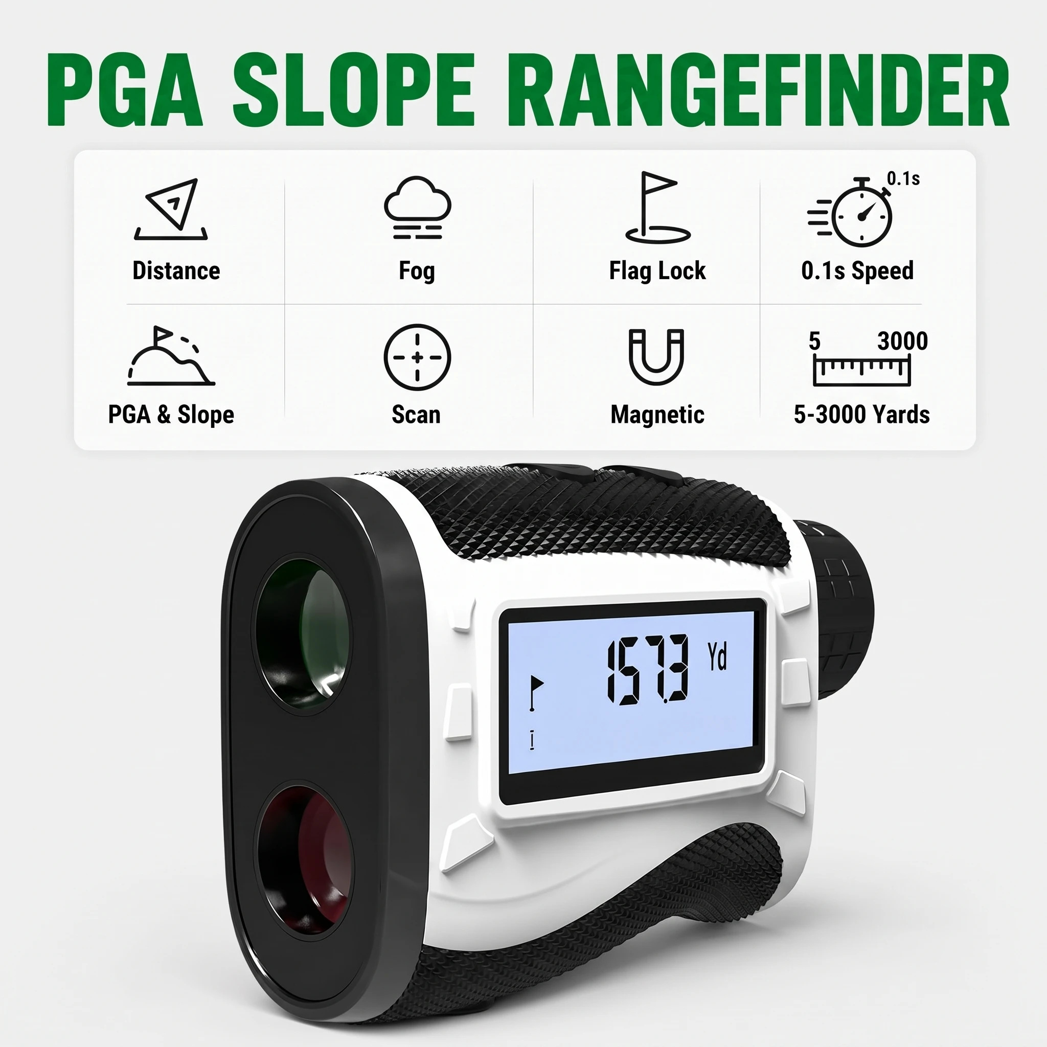 7倍の倍率、高精度、レーザー距離計、フラッグロック機能、傾斜 - Golf Rangefinder のレビューと価格
