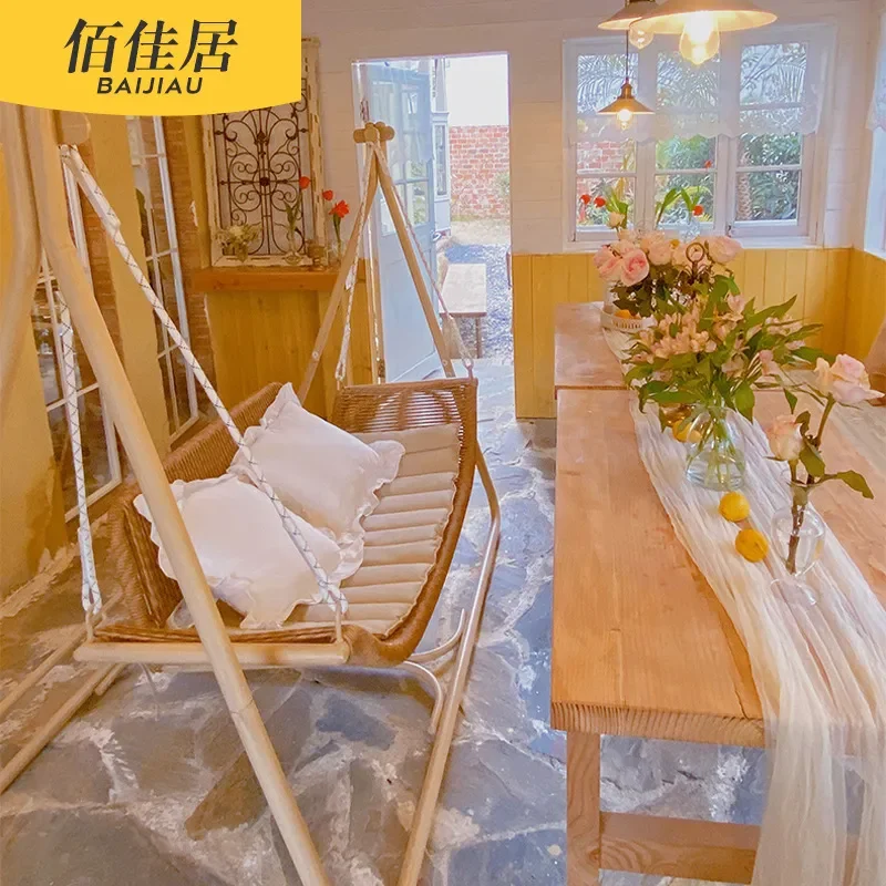 Outdoor Double Hammock Swing Chair Hanging Basket for Garden Courtyard Indoor Use Comfortable Seating Relaxation Furniture