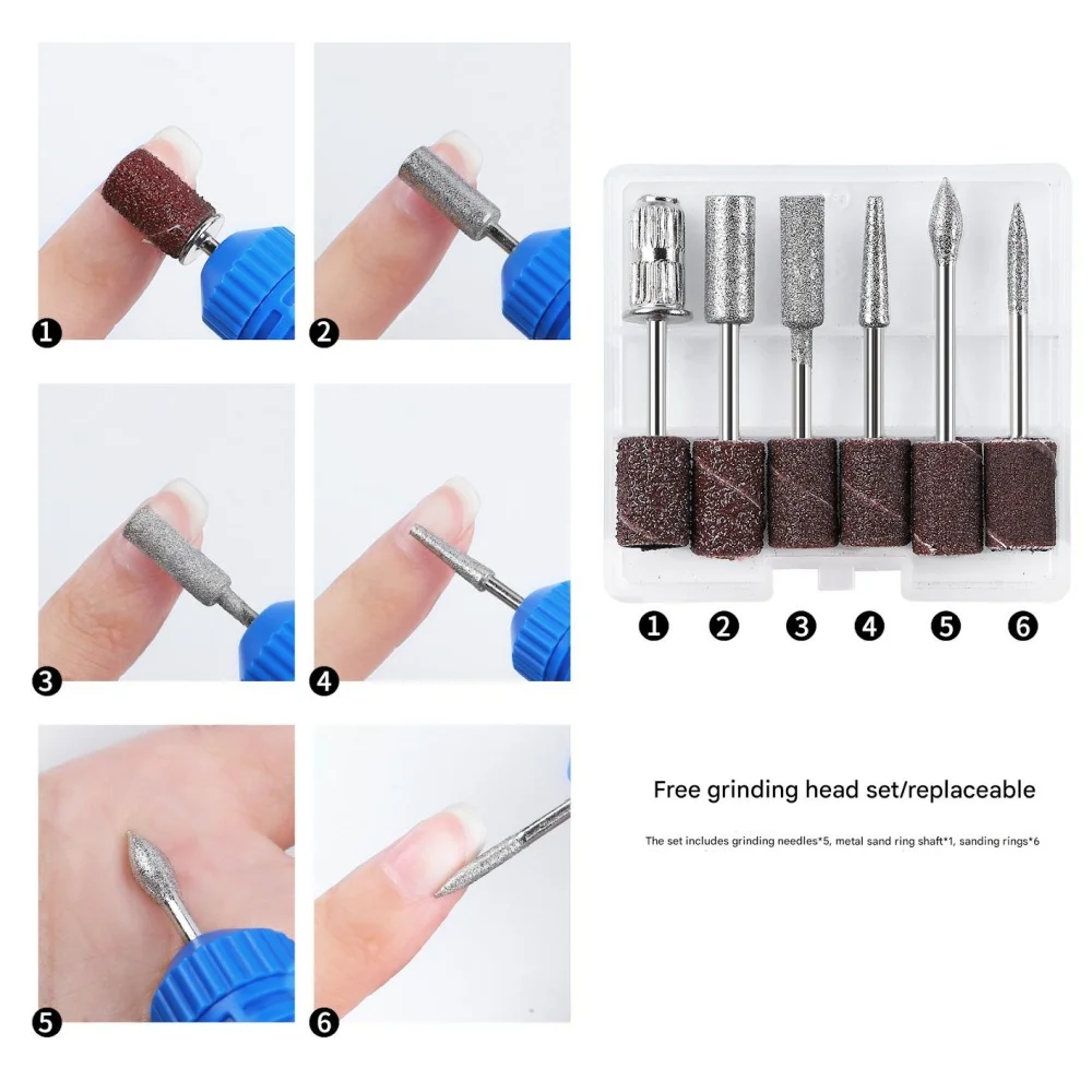 Tragbares professionelles elektrisches USB-Nagelbohrer-Lackfeilen-Set zum Entfernen von Maniküre und Pediküre, Nagelfeile, Schleifbänder, Maschine, Nagelstift