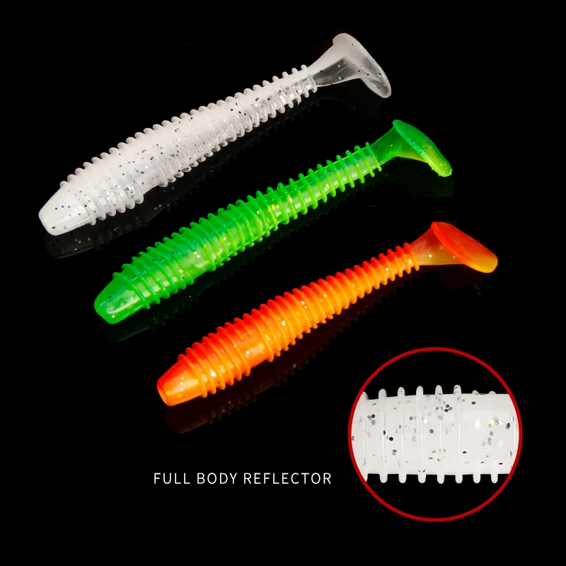 10 pçs/lote iscas moles de silicone vermes iscas 5cm 6cm 7.5cm jigging wobblers iscas de pesca artificial para baixo carpa enfrentar