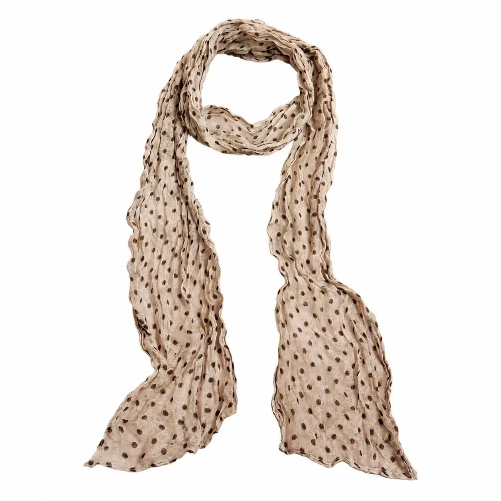 Cotton Linen Polka Dot Scarf Wrinkle Twisted Sunscreen Shawls Chiffon Scarf Long Soft Women's Neckerchief Air Conditioner Use