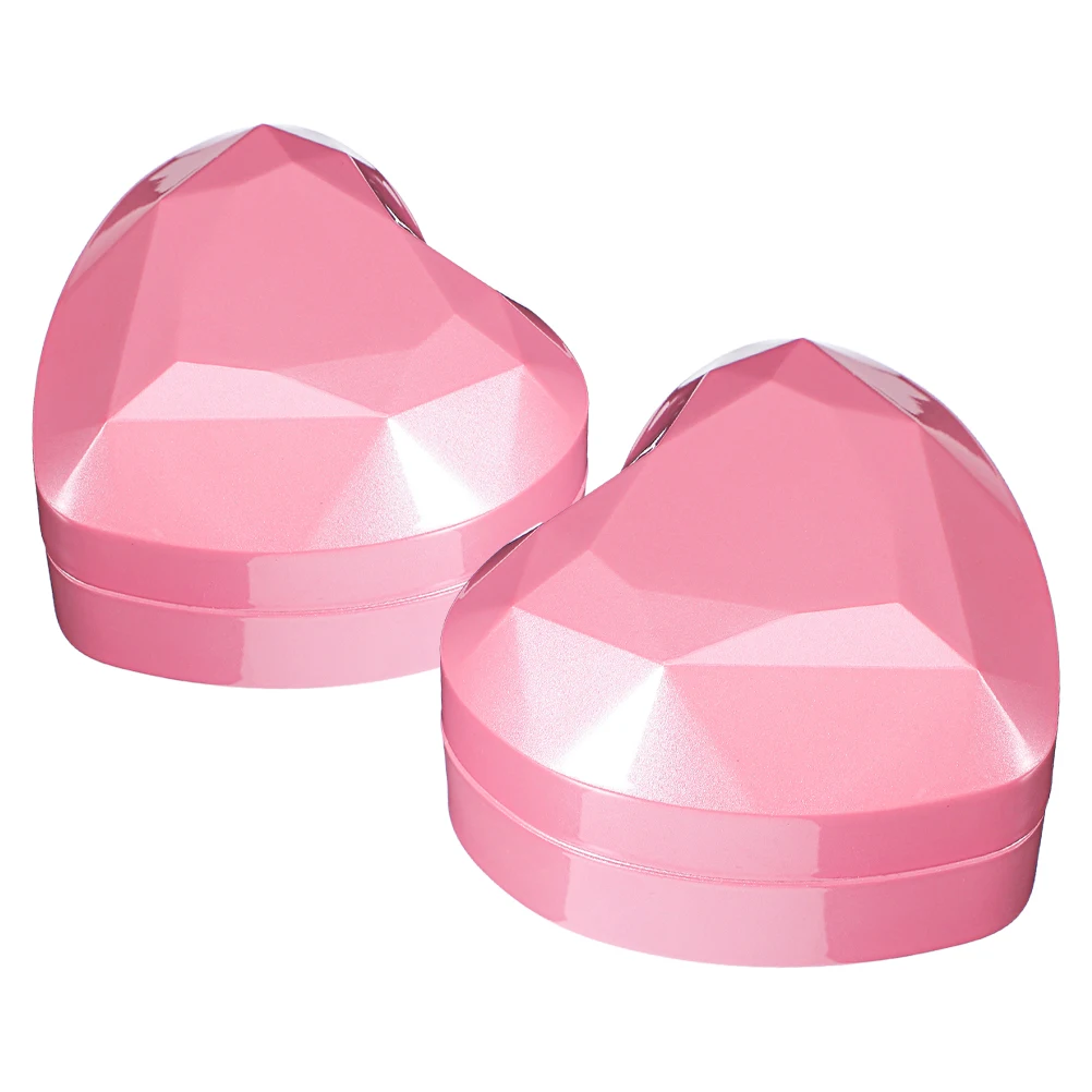 

2Pcs HeartShaped LED Jewelry Box Pink Light Necklace Ring Organizer Travel Case Storage Red Heart Wedding Gift