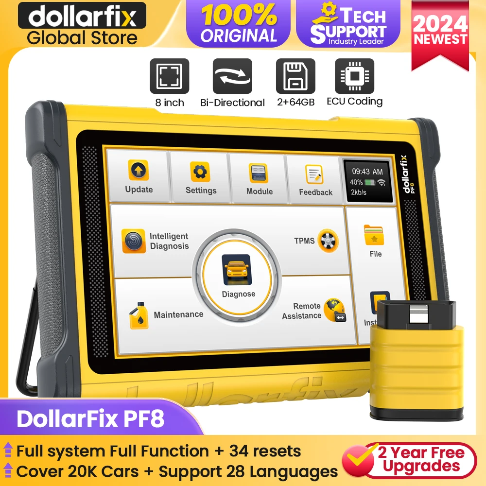 DollarFix PF8 Profession OBD2 Auto Diagnostic tool car scanner Full system 34 reset key programming ECU coding Bi-Directional