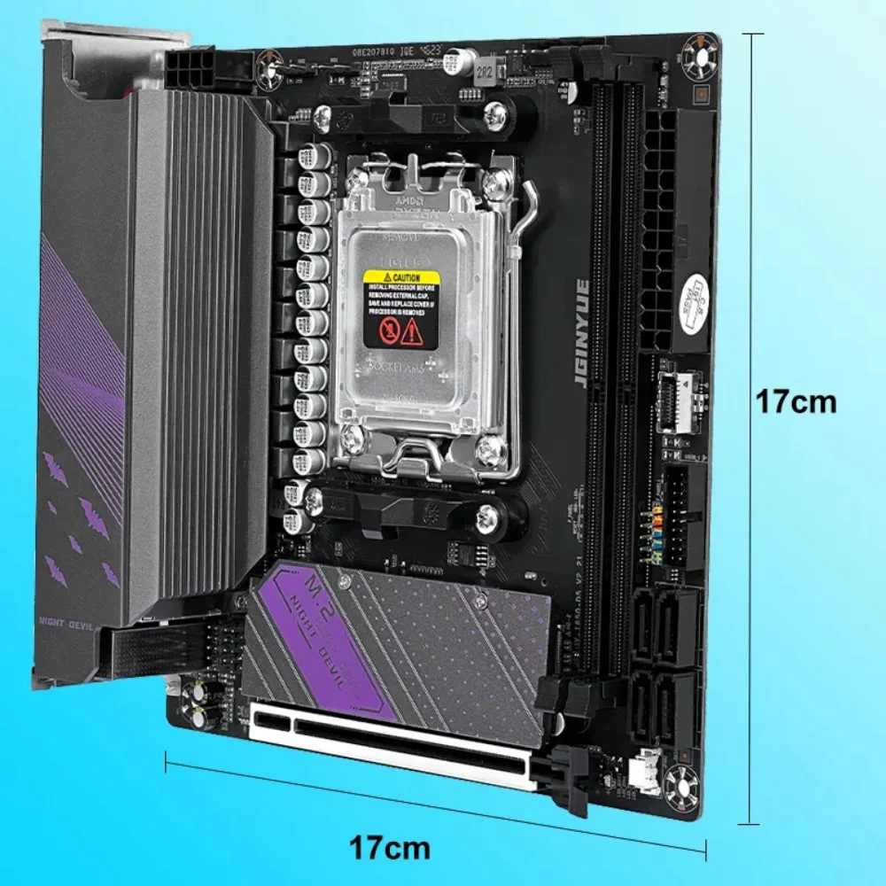 JGINYUE B650i Night Devil Mainboard ITX Mini DDR5 Computer AM5 Support 7000 Series CPU