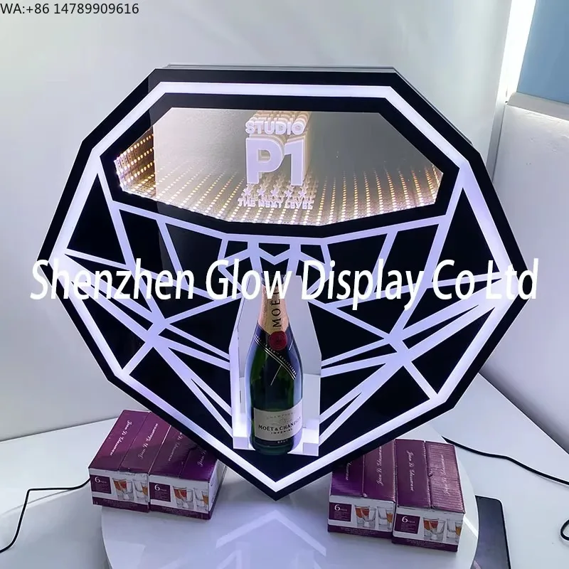 Premium Custom LED Liquor Display StandNight Club Wine Beer Bar Rechargeable Acrylic Led Lighted Liquor Shelf Holder Stand Bottl
