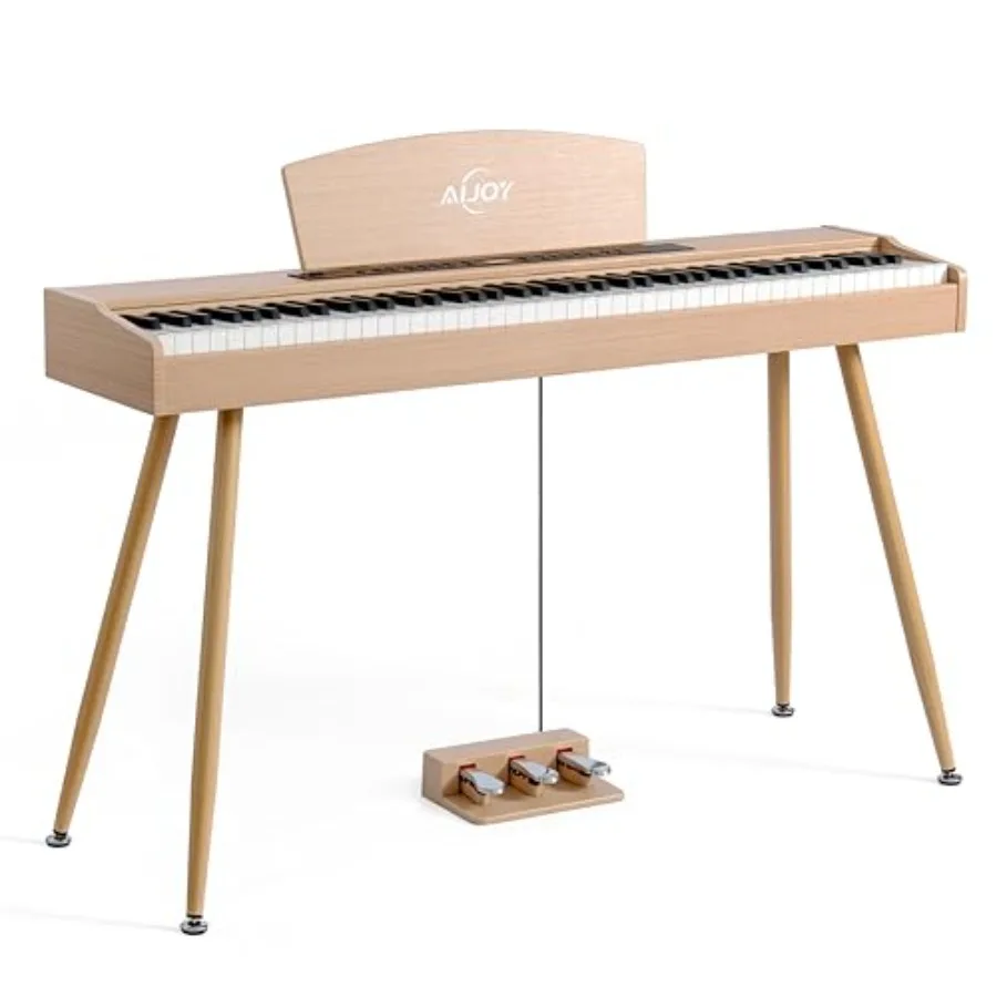 

Цифровое пианино AiJoy, 88 клавиш, полноразмерная клавиатура с молоточковой механикой, электрическое пианино для начинающих с ЖК-дисплеем, тройной педалью, USB-MIDI