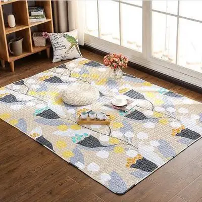 Soft Cotton Carpet Anti-slip Geometric Plant Area Rug Yoga Mat Baby Creeping Mat Carpets for Bedroom Living Room Kitchen