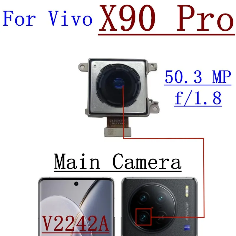 Original Rear Back Camera For Vivo X90 Pro+Plus V2241A V2242A V2227A Camera Module Backside View Replacement Repair Spare Parts