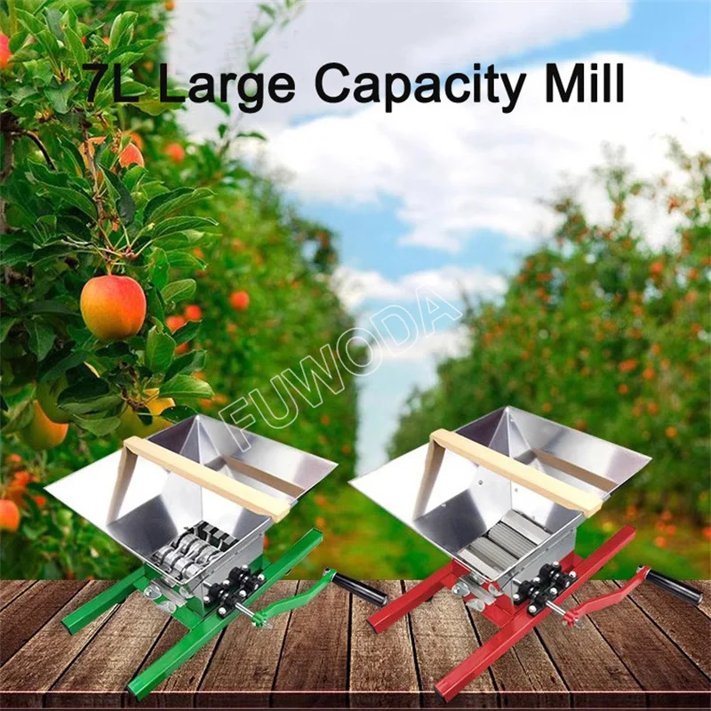 Portable Fruit Scratter Pulper for Wine and Cider Pressing Fruit and Apple Crusher 7L Manual Juicer Grinder