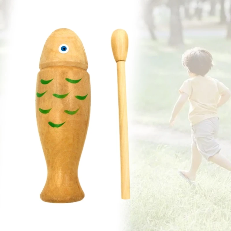 Wooden Temple Block Musical Instrument Sound Fish Play Game Interactional Toy Birthday Gift for Children Kids