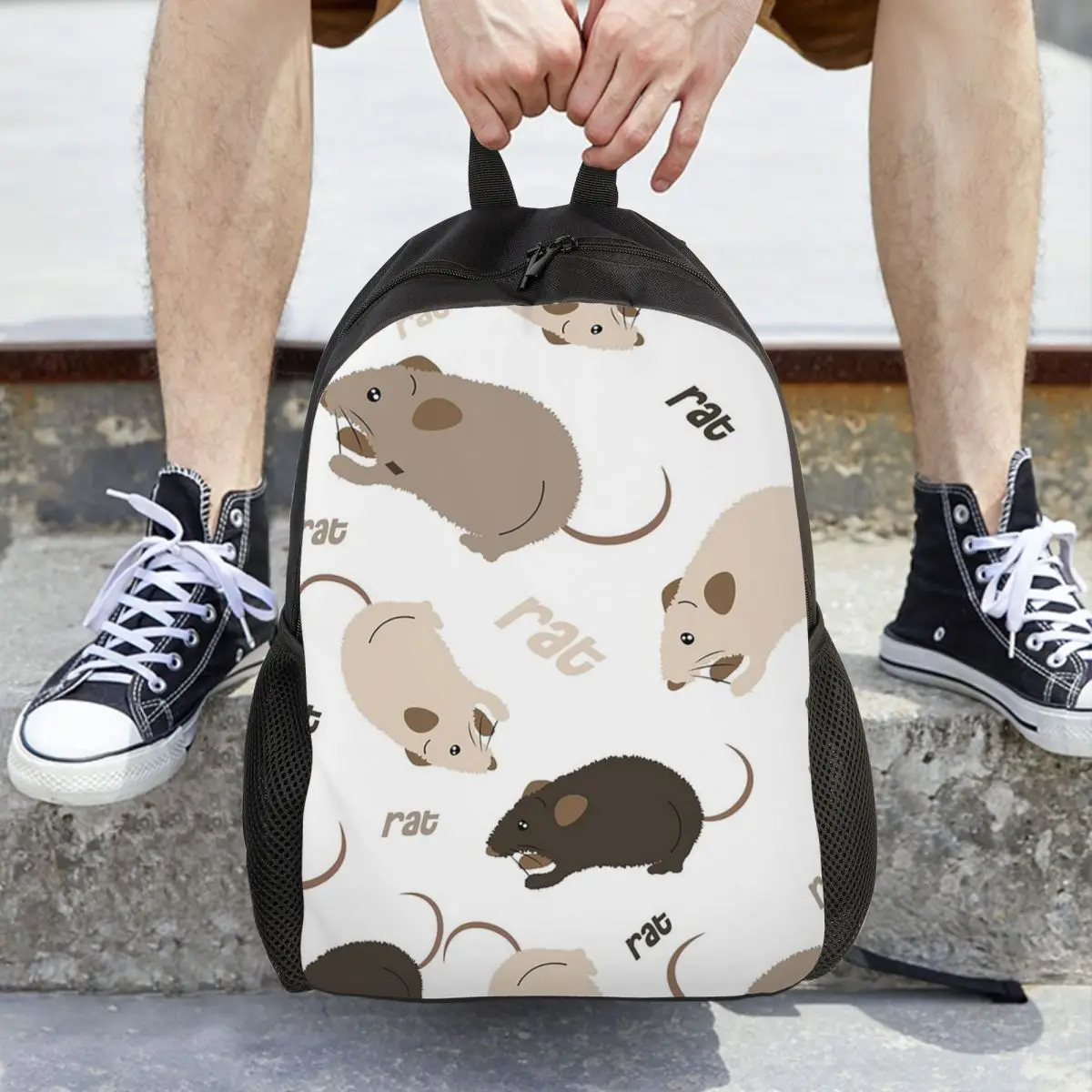 

Рюкзак с рисунком крысы, вместительный, для мальчиков и девочек, школьная сумка, сумка через плечо для мужчин и женщин