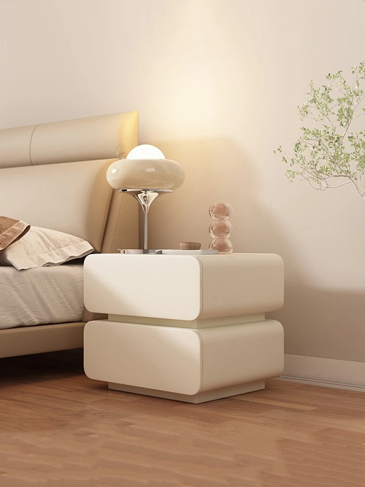 Table Créative en Bois Massif à Double Couche pour Chambre à Coucher, Petite Armoire de Rangement Moderne, Simple et de Grande Taille