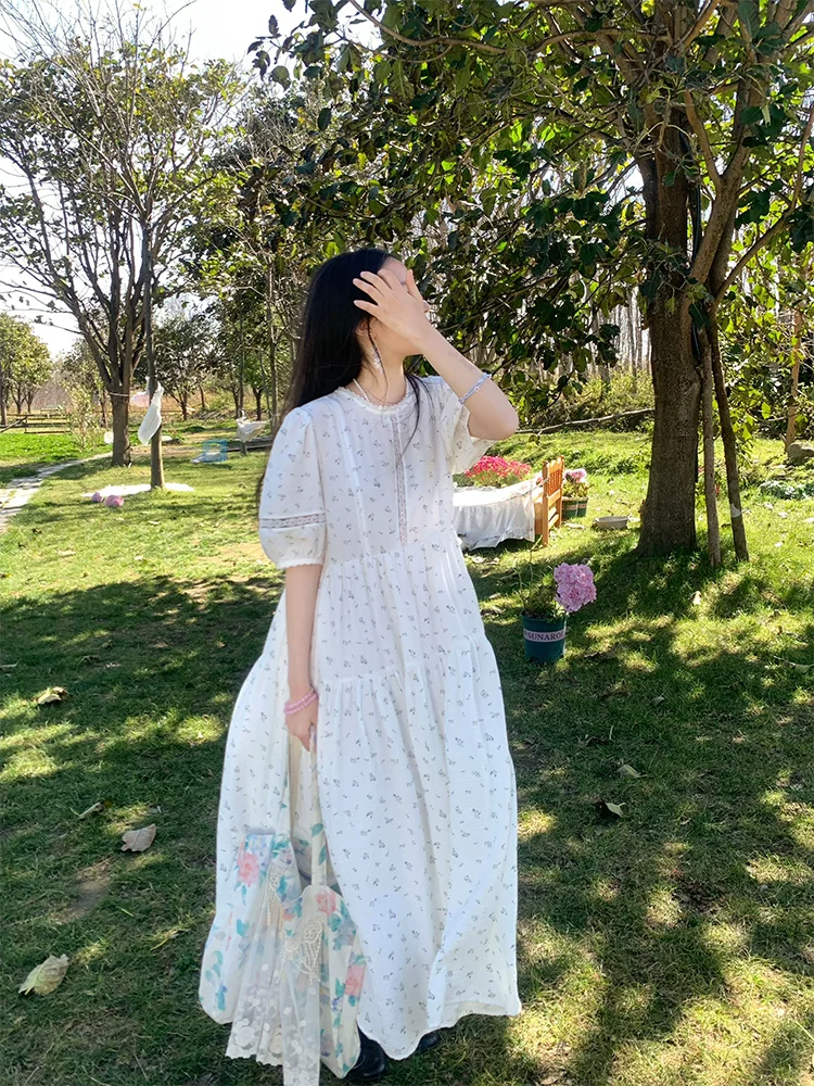 ฤดูใบไม้ผลิฤดูร้อนผู้หญิงหวานวินเทจลายดอกไม้พิมพ์ชุด Flowy