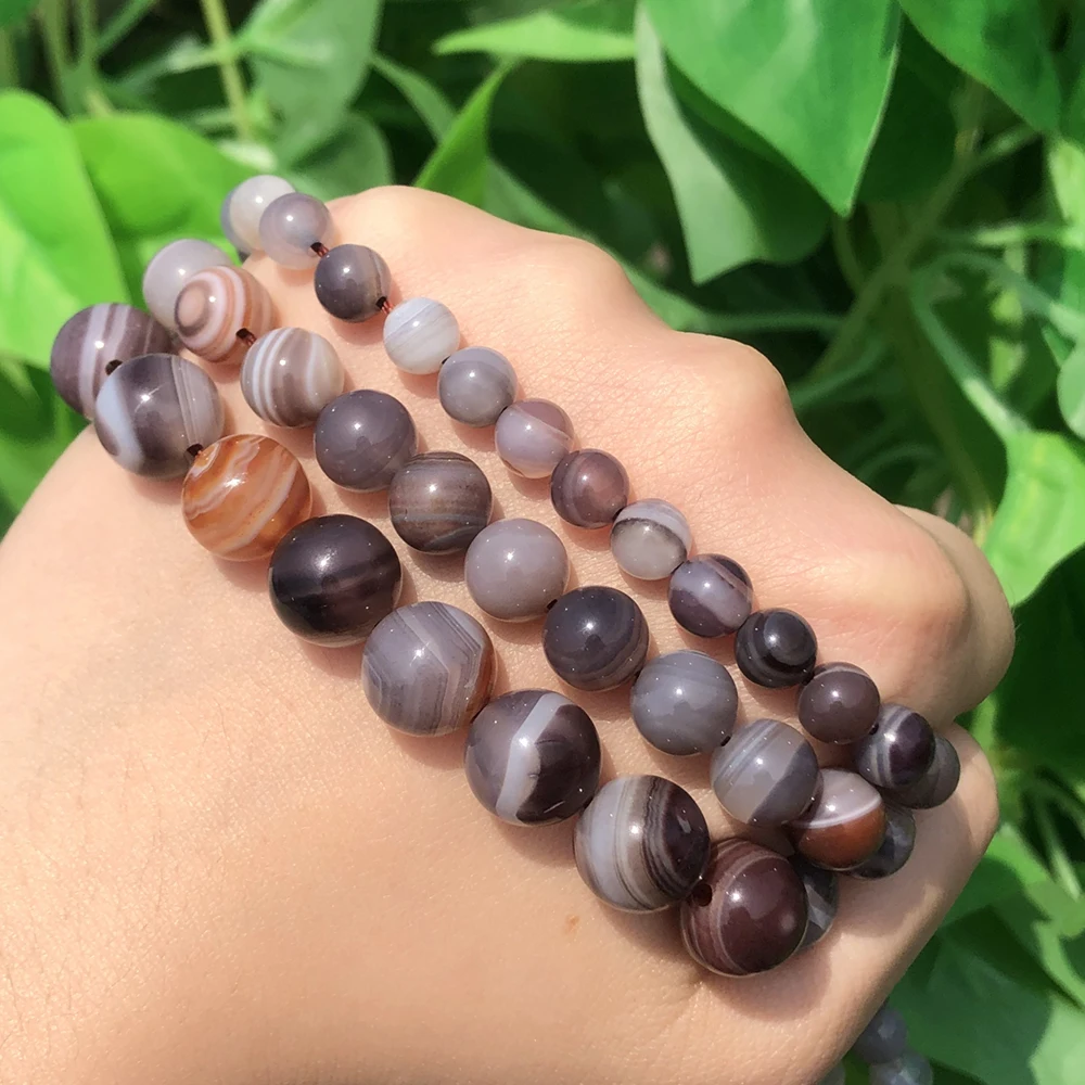 6 8 10mm Natural Stone Botswana Agates Beads Round Loose Spacer Beads  For Jewelry Making DIY Bracelets Necklace 15Inches