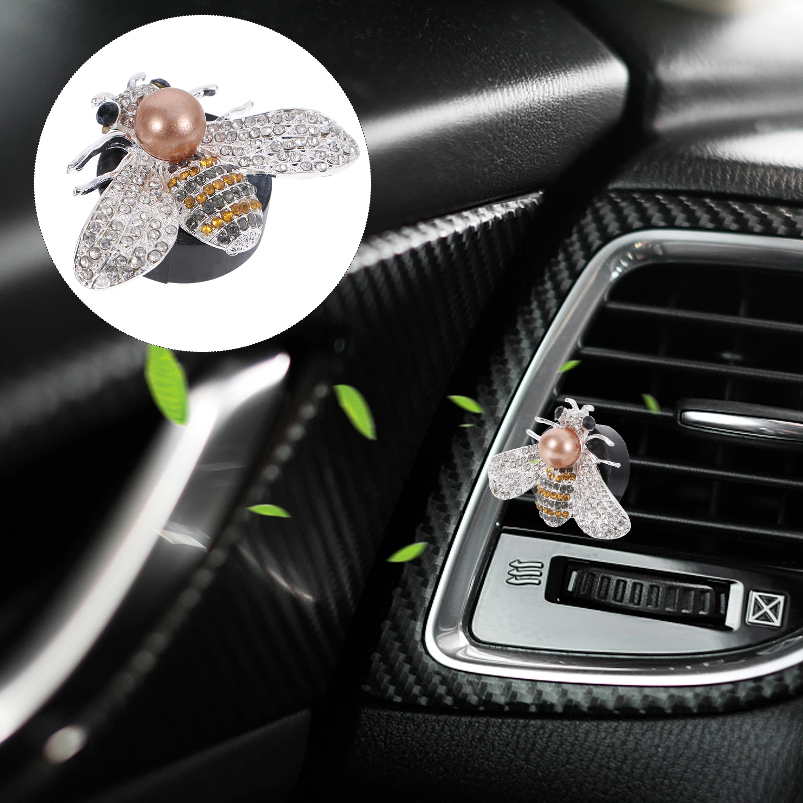 

1Set Air Vent Clip Rhinestone Pearl Studded Car Diffuser Aromatherapy Tablet Freshener for Car Home Office Decor