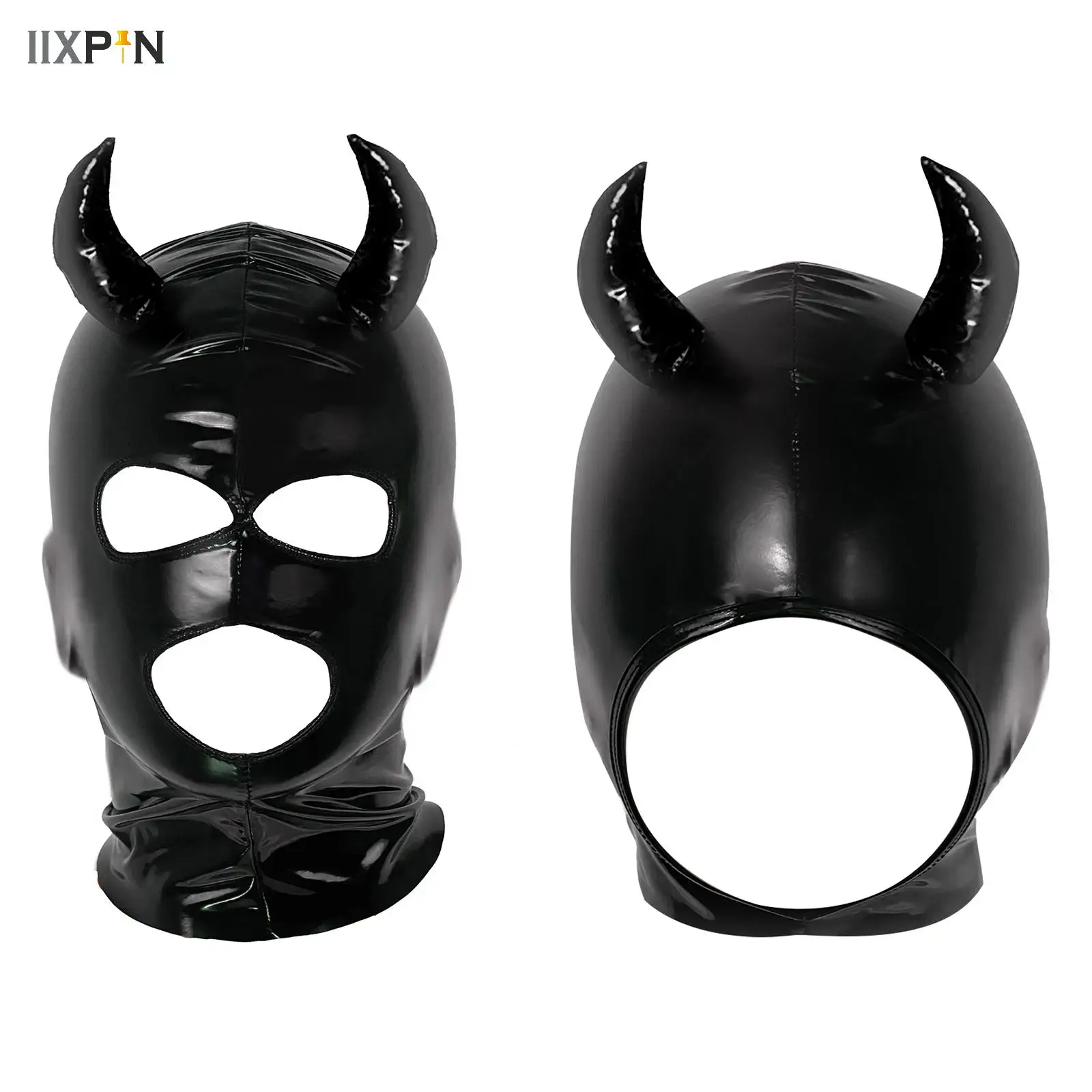Role Play Demon Devil Mask Cosplay Sexy Leather Ventilate Baring Mouth Eye Mask Hood Cosplay Animation Unisex Party Stage Props