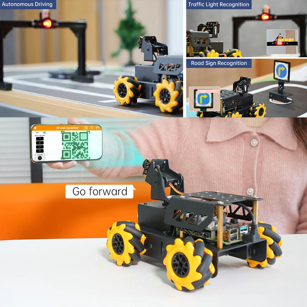 TurboPi Mecanum-Motor de rueda 4WD, coche Robot para principiantes, Kit de bricolaje de coche Robot programable de código abierto para Raspberry Pi 4B 8GB