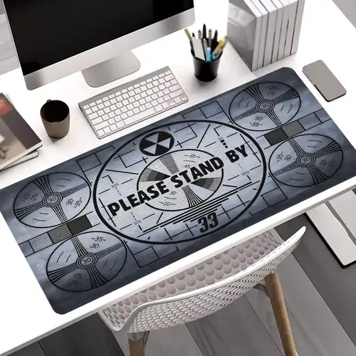 Alfombrilla de ratón ""Fallout: Live"", ""Please Wait"", cojín de mesa, alfombrilla grande antideslizante para juegos con borde cosido para ordenador portátil y tableta, alfombrilla extendida para juegos de PC