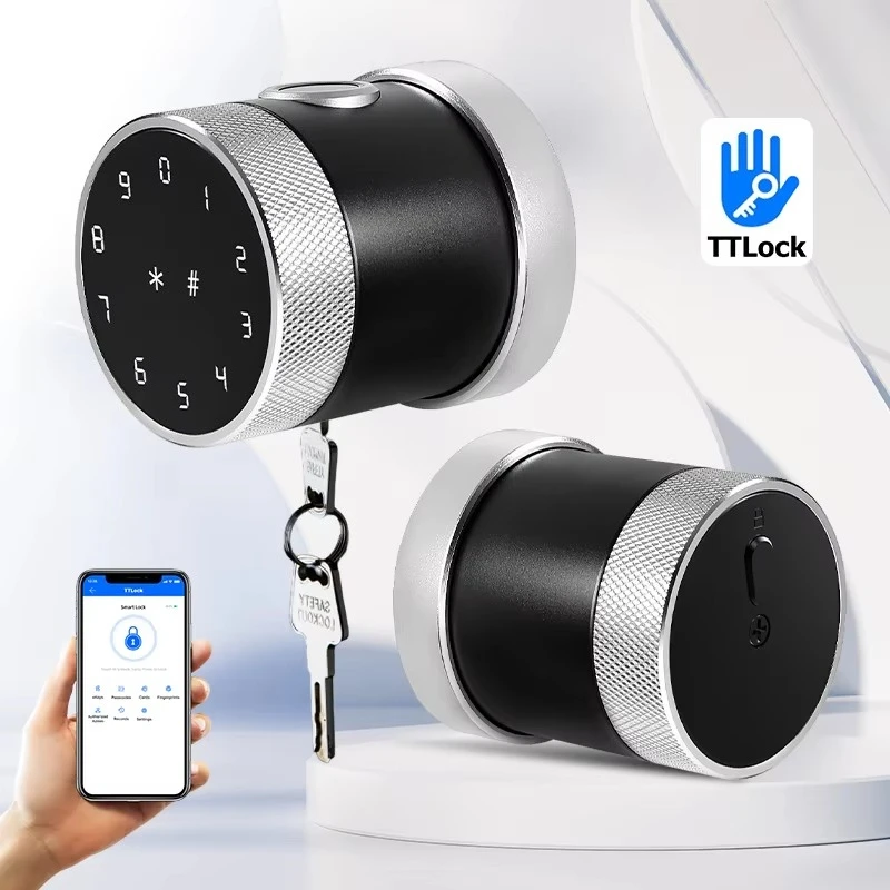 Tuya TTlock Code Eletronic Security Fingerprint Door Lock Brass Copper Bedroom Smart Knob Lock