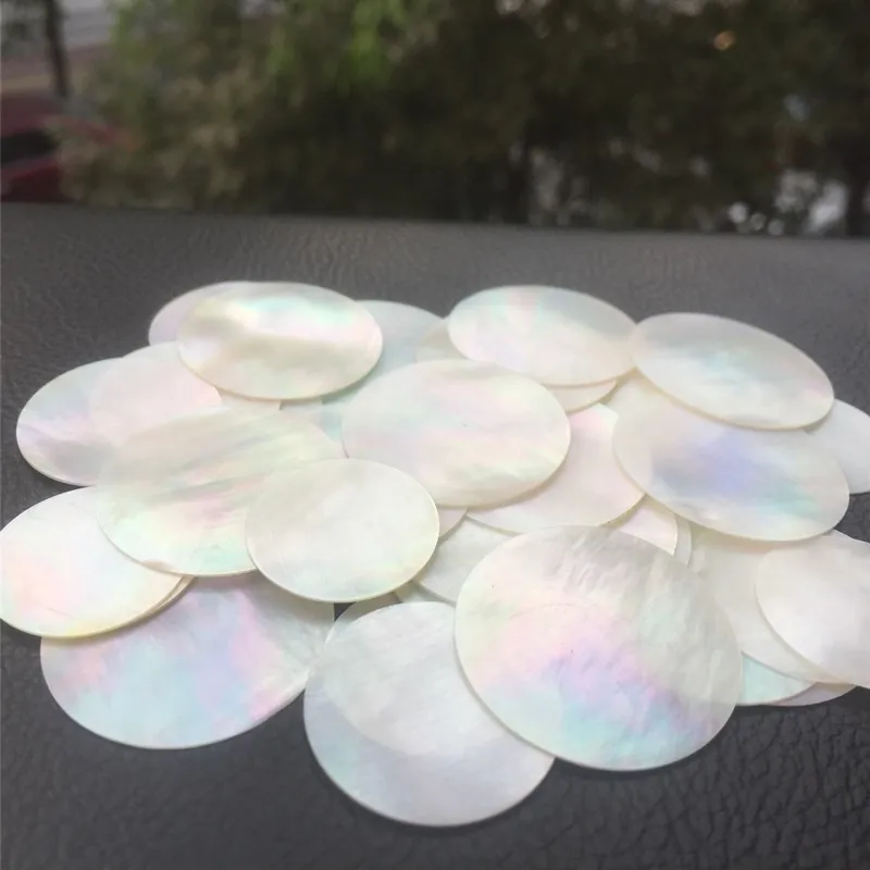 5pcs/lot 26/28/30mm Diameter Round White Natural Mother of Pearl Shell Sheet DIY Accessories and Inlay Carved Material