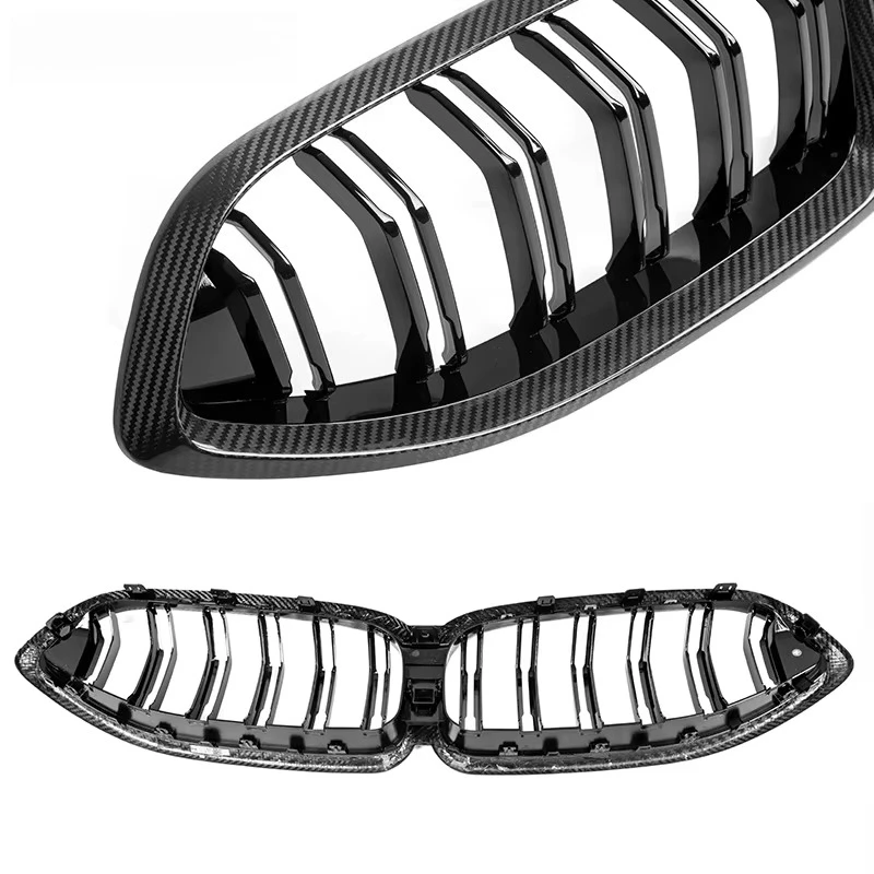 

Dry Carbon Fiber Grill Double Slat Double Door Four Doors Front Bumper Kidney Grill Grille for BMW 8Series G14 G15 G16 2020-IN