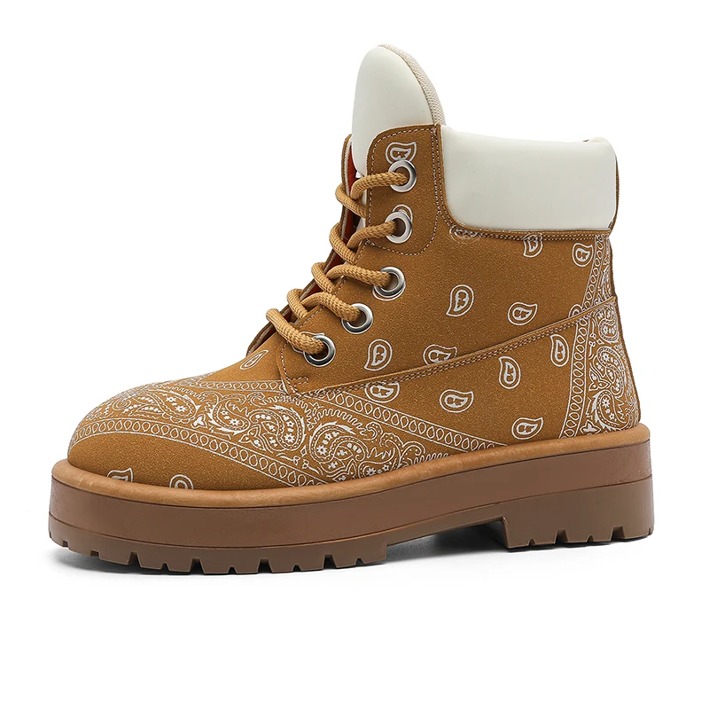 أحذية عصرية غير رسمية للاستخدام في الهواء الطلق، أحذية عمل رجالية ذات نعل سميك ونعل سميك أمريكي عالي الجودة، أعمال الدراجات النارية لزيادة الارتفاع