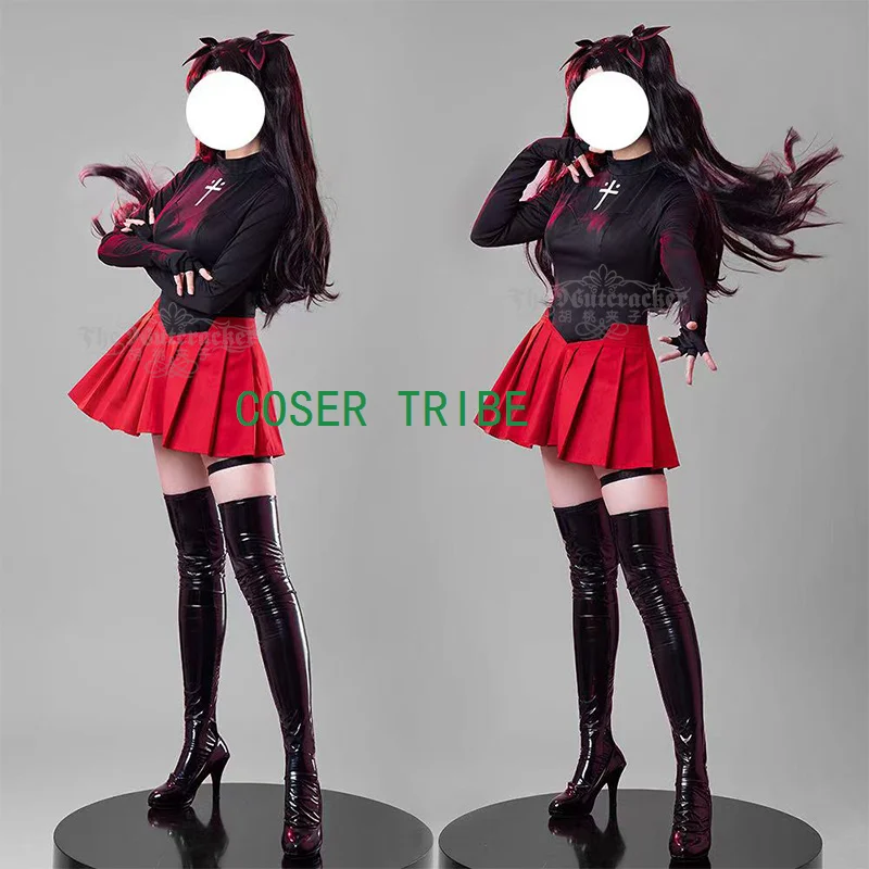 COSER TRIBE Fate/stay Night Tohsaka Rin Cosplay Costume Cos Game Anime Party Uniform Hallowen Play Role Clothes Clothing