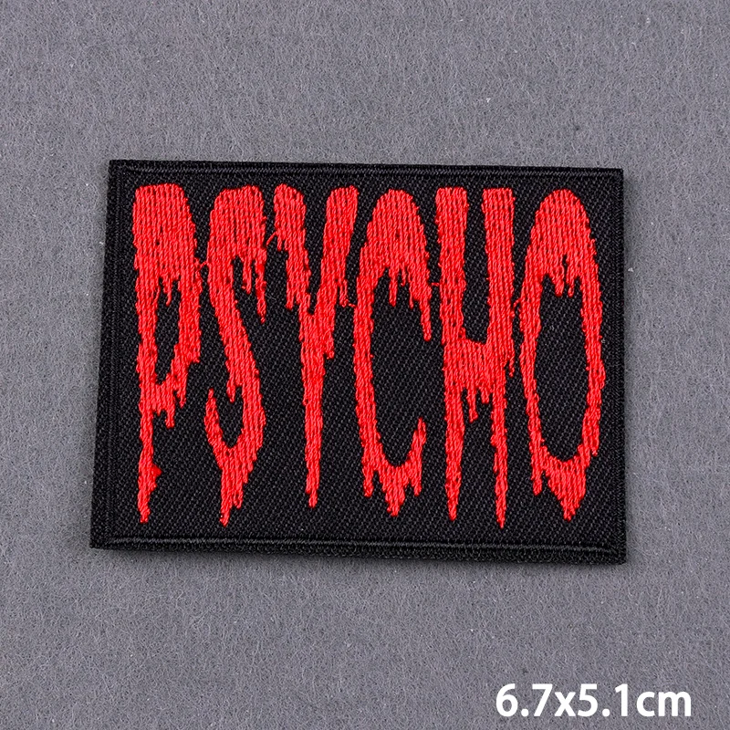 Psycho Embroidered PatchesDIY Punk Horror Skeleton  Iron On Patches For Clothing Thermoadhesive Patches On Clothes Decoration