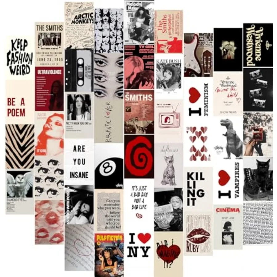 

50Pcs Room Decor, Y2k Wall Art Prints for Bedroom, Coquette Wall Collage Kit for Room Aesthetic, 4"x6" Vintage Photo Collage Ki