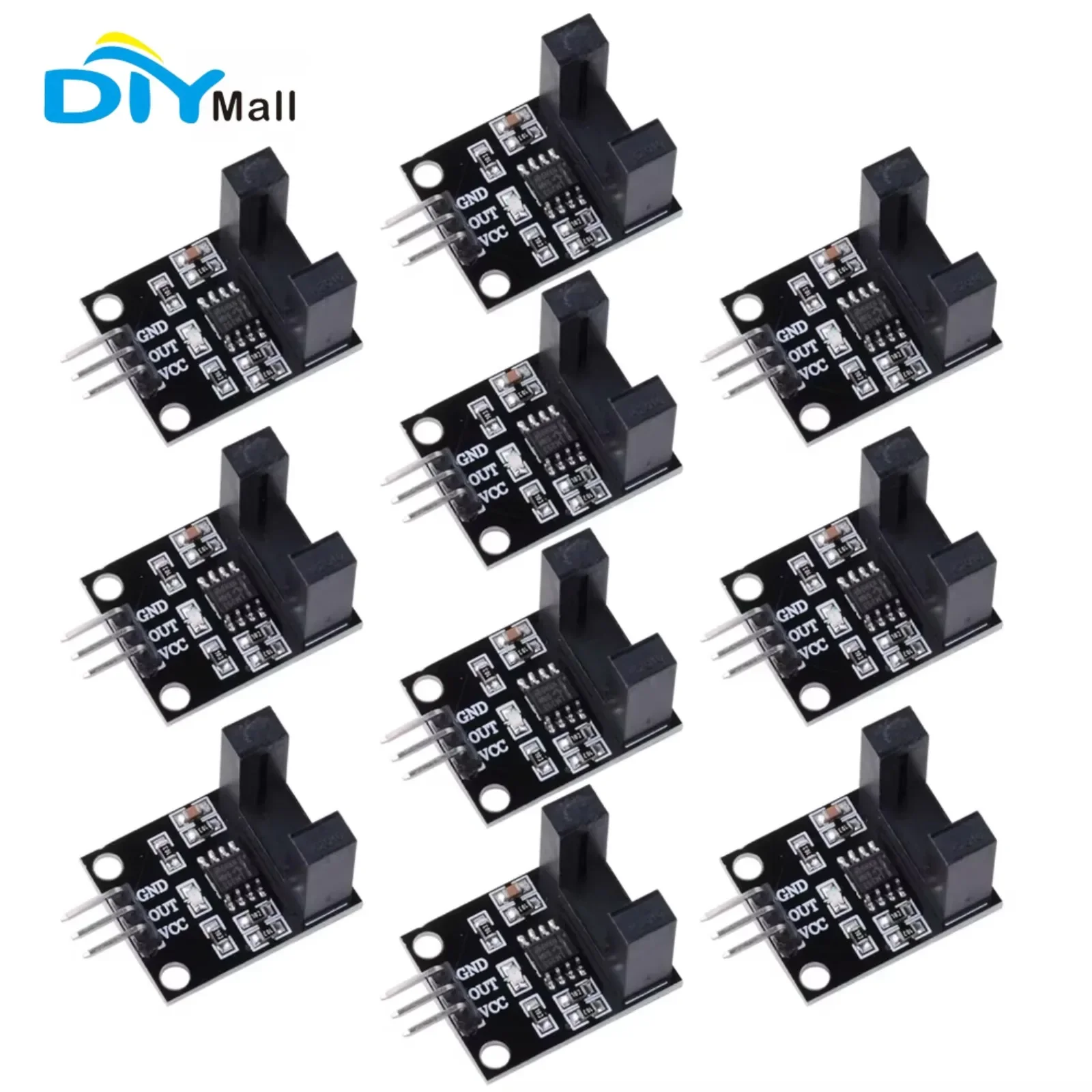 DIYmall Infrared Beam Photoelectric Sensor Module - 3.3V-5V Optocoupler Tacho Counter for Arduino (Pack of 10)