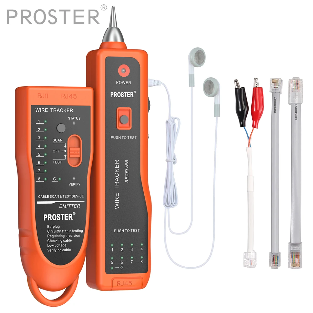 PROSTER Wire Tracker Telephone Phone Network Cable Tester Line Finder RJ Tracker Toner Tracer Test Tools Kit for RJ45 RJ11