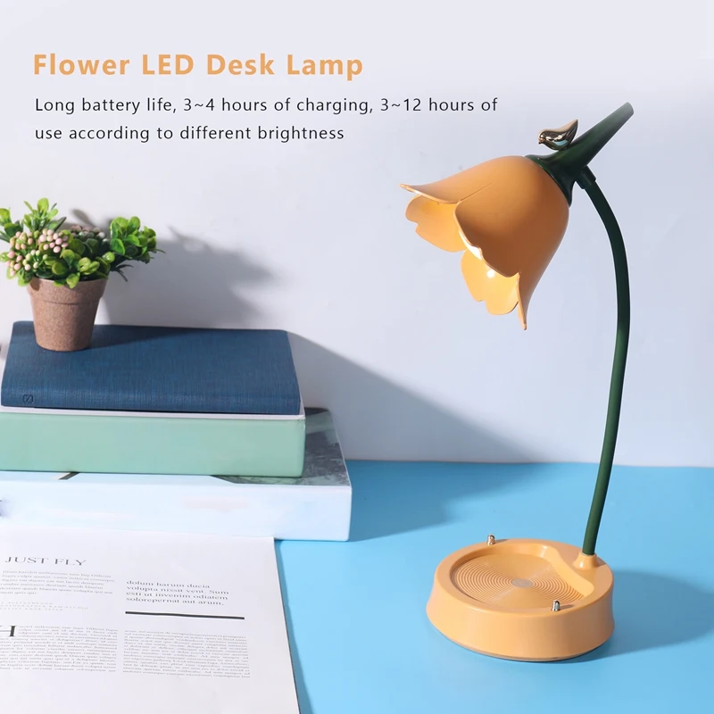 Flower LED Desk Lamp Student Bedroom Lighting Contact Eye Protection USB