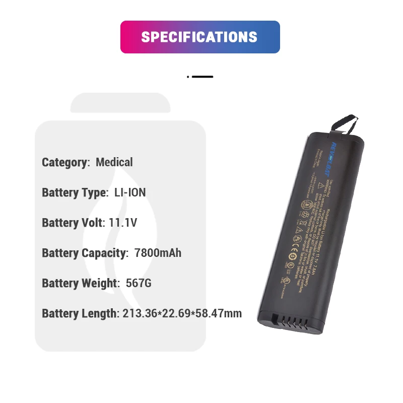 11.1V 7800mAh Li-ion Rechargeable NI2040 NI2040A22 NI2040HD24 NI2040XD24 NI2040XXL24 M e dical O T D R B a ttery for TPS2000