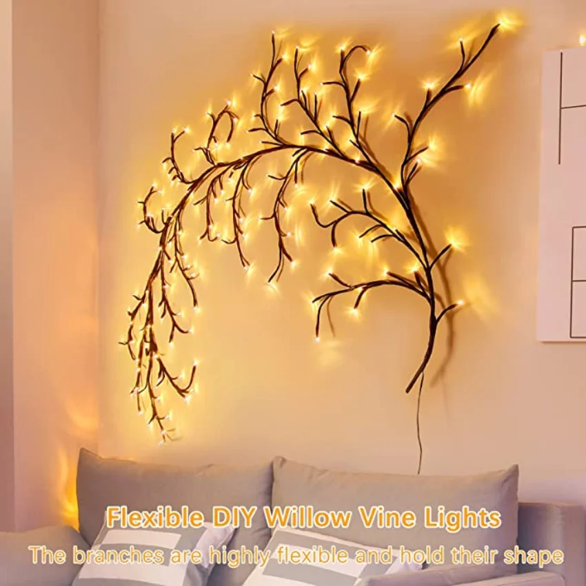 

Home Decorative Branch Lights for Wall Corner Fireplace Window Living Room Vines Lights, Christmas Halloween Valentine's Day