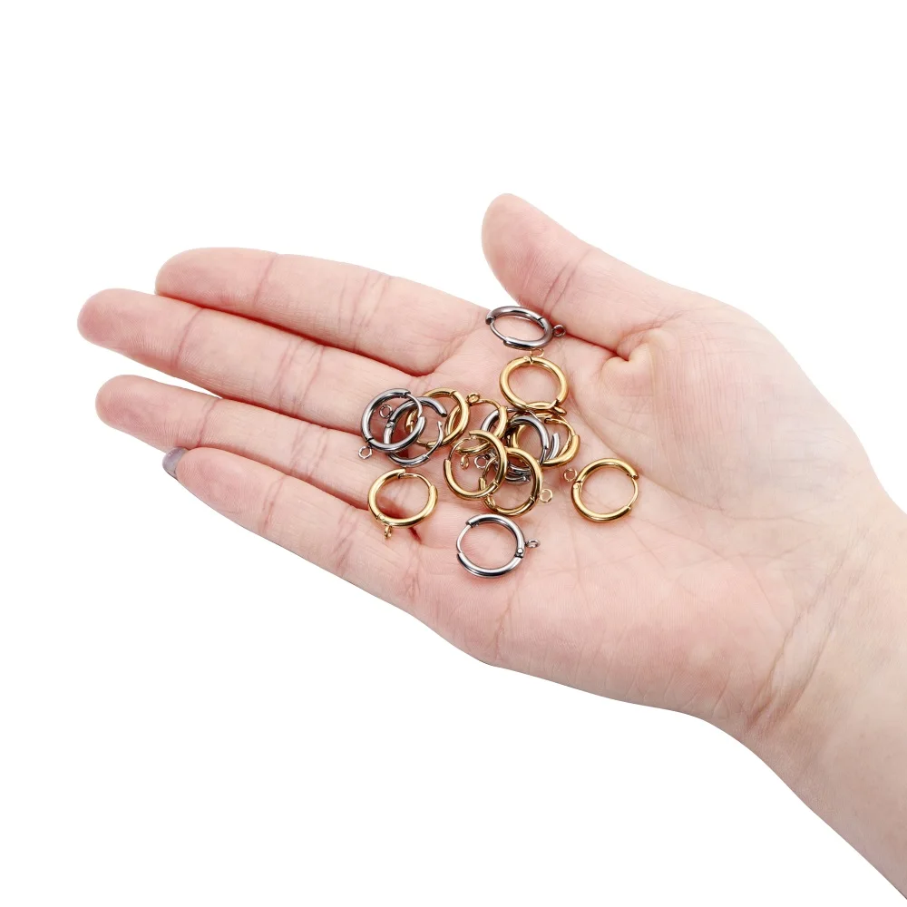 10 Teile/los Edelstahl Huggie Ohrring Haken mit Schleife Runde Ohr Beitrag mit Offenen Biegering für DIY Schmuck Machen Zubehör – Detail 7