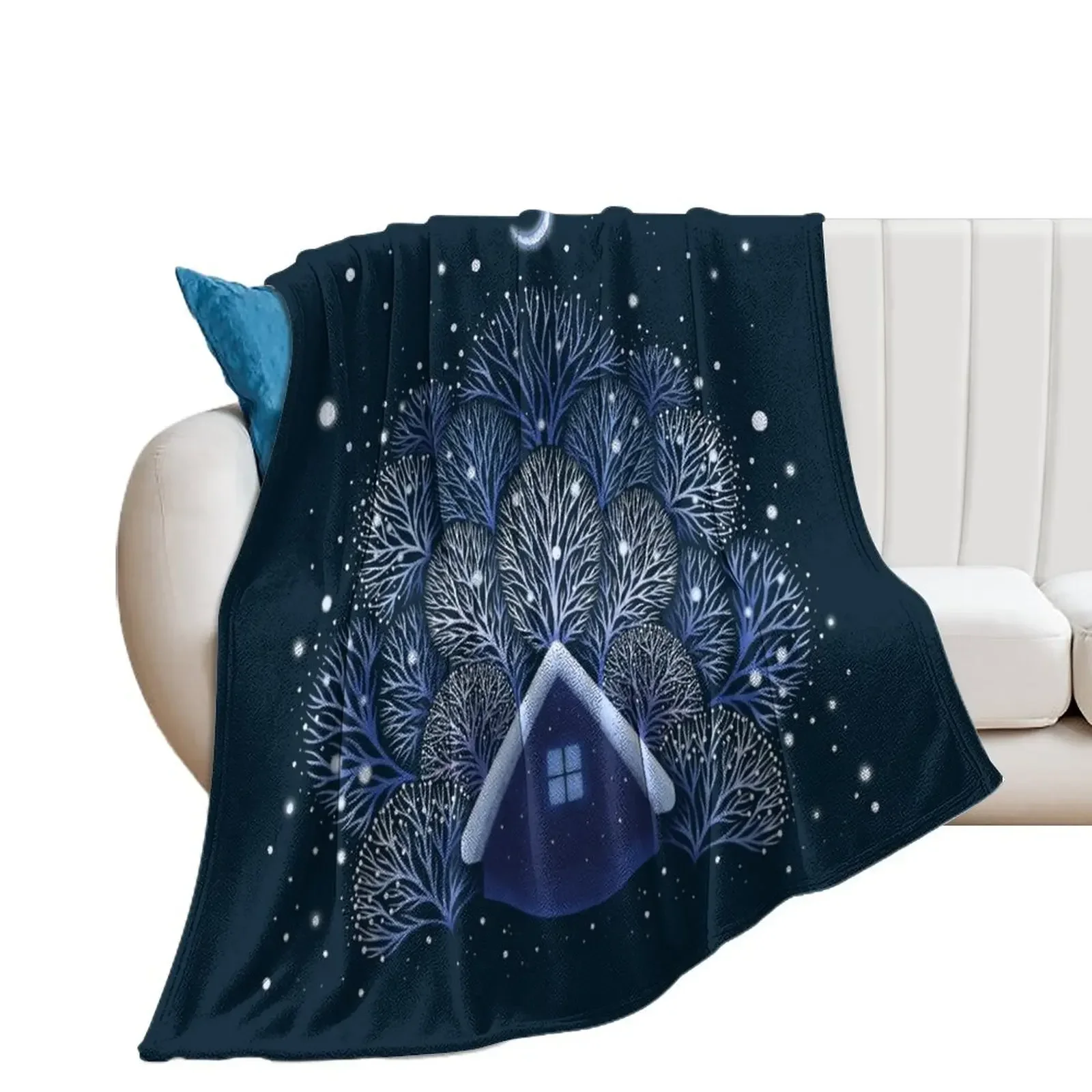 

Tiny House - Snowy Night Throw Blanket Sofas cosplay anime Sofa Quilt Blankets